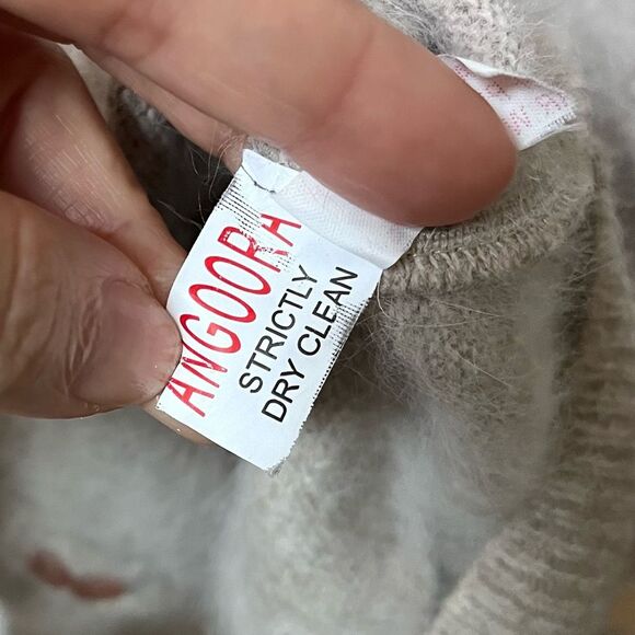 Monte Carlo Light Khaki Angora Wool Open Front Cardigan 38/L - Picture 14 of 16